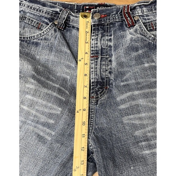 Vintage Bugle Boy Size 34 Cargo Baggy Skater Jean Shorts Blue Denim Y2K - Picture 9 of 12